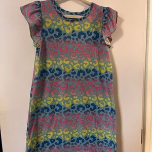 ❤️3/$10 Cuddl Duds Yellow and Blue Cheetah Print Flutter Sleeve Nightgown